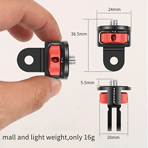 Upgraded Universal Camera Mount Adapter 360 Degree Swivel 1/4" Screw Converter CNC Aluminum Metal Compatible with Hero 13/12/11/10/9, One X4/X3/X2 R Action Camera (Grey) - color: Gray