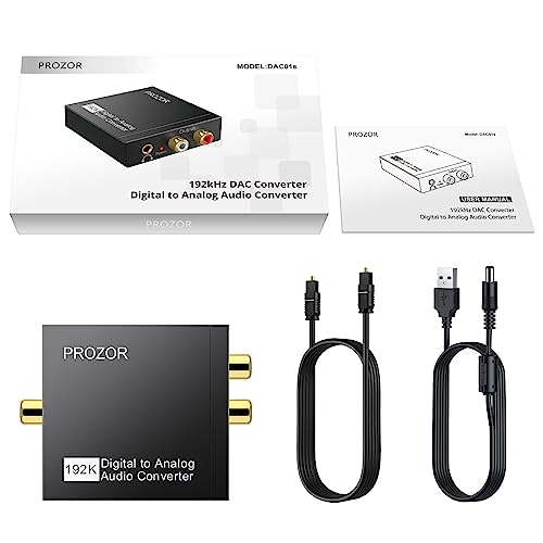 PROZOR 192KHz Digital to Analog Audio Converter DAC Digital Optical to RCA Analog L/R Converter, SPDIF Toslink Optical to 3.5mm Jack Adapter for PS3 HD DVD PS4 Amp Apple TV Home Cinema -Aluminum Alloy - size: Aluminum Alloy Shell, style: 2.0CH PCM