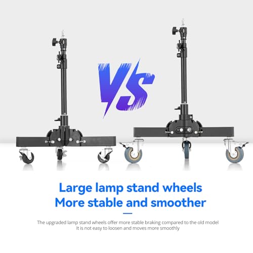 AMBITFUL Heavy Duty Light Stand with Casters, 21-31.9" Photography Tripod Stand with Adjustable Height -Foldable Design & 3 Locking Casters for Studio/Low-Angle Shooting, Softboxes & Studio Lights
