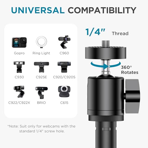 InnoGear Overhead Phone Mount, Cell Phone Holder Webcam Mounts for Desk Camera Stand for Logitech Webcam C922 C930e C920S C920 C615 C960 C920x BRIO 4K NexiGo N60, Right Light, GoPro with 1/4" Thread