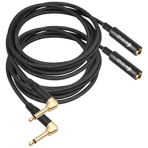 Right Angle 1/4 Inch TS Male to 1/4 Inch TS Female Cable, 6.35mm Mono Connector Patch Extension Adapter Best for V Shape Guitar 3.3 FT 2 pcs - color: 3 FT 2 pcs