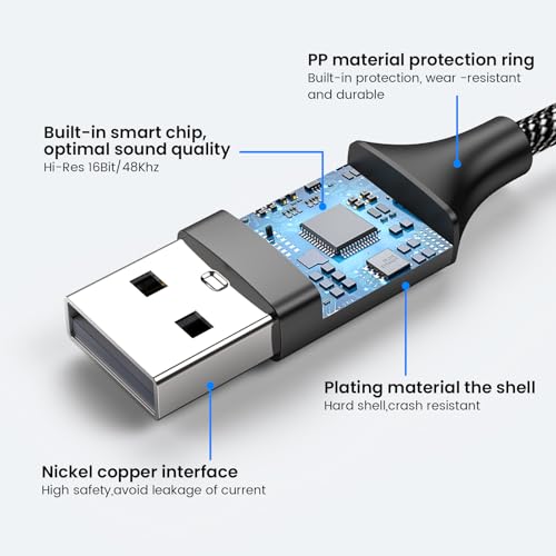 MOSWAG USB to 3.5mm Jack Audio Adapter 0.65Feet/20cm, External Sound Card Support Mic TRRS Headset with 3.5mm Aux Stereo Converter Compatible with Windows, PC, Laptop, Mac, Linux, Desktops, PS4 - color: Dark black, size: 1 pack