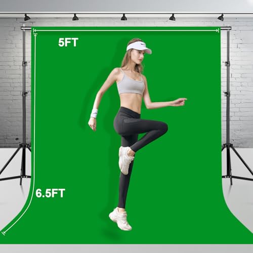 BEIYANG 5 Ft x6.5 Ft Photography Backdrop Green Screen, Green Background Non-Reflective Fabric, Wrinkle Resistance Greenscreen Photo Background for Chromakey Photo Studio Video Shooting - color: Green, size: 5x6.5ft