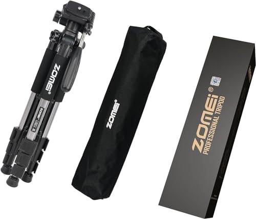 Camera Tripod, ZOMEI Q111 55-inch Smartphone Tripod Flexible Aluminum Travel Tripod with 3-Way Pan Head and Phone Holder, for Photography YouTube Smartphones Cameras and LED Ring Light (Silver) - color: Silver, size: 55"