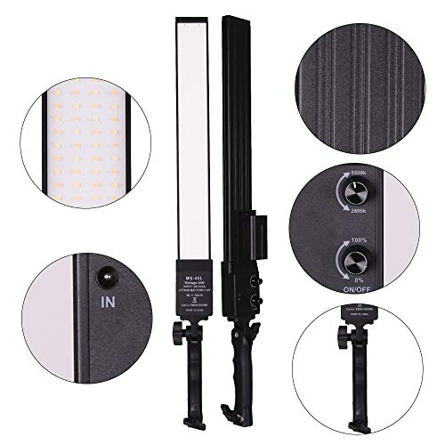 LED Video Light Battery Powered Photography Light Portable Handheld Wand,Dimmable 2800-5500K Photo Studio Light Kit with NP-970 Li-ion Battery and Stand for Portrait, YouTube,Outdoor Video - size: Lighting kit+NP-F970 battery
