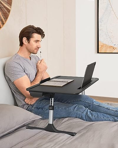 SAIJI Lap Desk for Bed, X-Large Foldable Laptop Table with Book Stand, Wrist Rest, Extra Leg Room for Sofa Couch Floor (Black) - color: Bed Desk