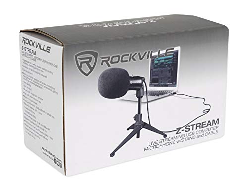 Rockville Z-Stream USB Computer Microphone Podcast Mic+Audio Technica Boom Arm