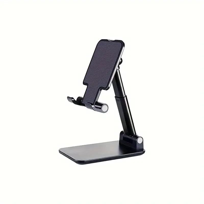Foldable Cell Phone and Tablet Stand for Desk - Multi-Angle Adjustable Universal Mobile Holder Dock Compatible With Most Devices (Black) - color: Black
