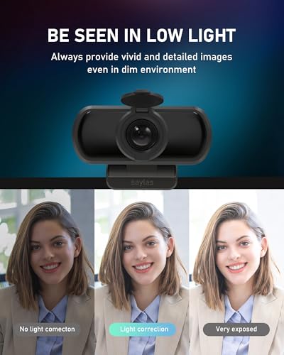 saylas 1080P Webcam for PC with Microphone, 100° FOV, USB Webcam with Privacy Cover and Tripod, Plug&Play Computer Camera for Online Calling, Zoom/Teams/Facetime - color: 1080P/100°FOV