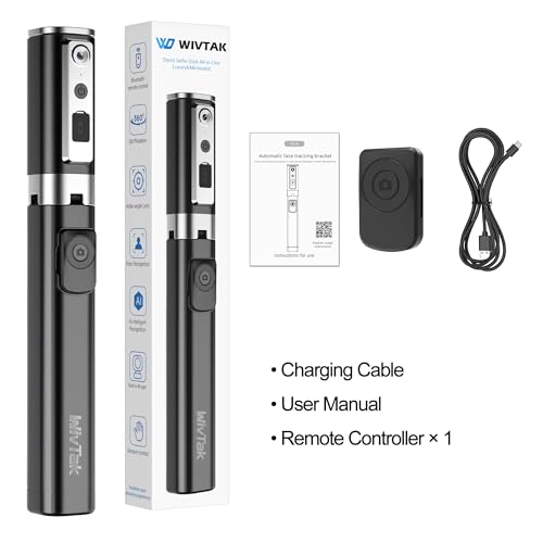 Auto Face Tracking Selfie Stick Tripod for iPhone, Minimalist 360° Rotating AI Tracking Tripod with Wireless Control, 60" Extended Phone Holder for Content Creation Vlogging, Live Streaming - style: basic