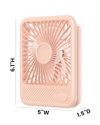 Koonie USB Desk Fan, Strong Wind Ultra Quiet Small Personal Fan with 180° Tilt Folding and 3 Speeds Adjustable, USB-C Corded Powered Mini USB Fan for Office Desktop Bedroom Pink, NO BATTERY | 180° Tilt Folding & 3 Speeds Adjustable, USB-C Corded Powered P