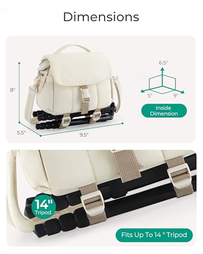BAGSMART Small Camera Bag, DSLR Camera Case for Camera Lens & Accessories, Ultra-Light Compact Crossbody Camcorder Bags with Rain Cover/Tripod Straps, Camel