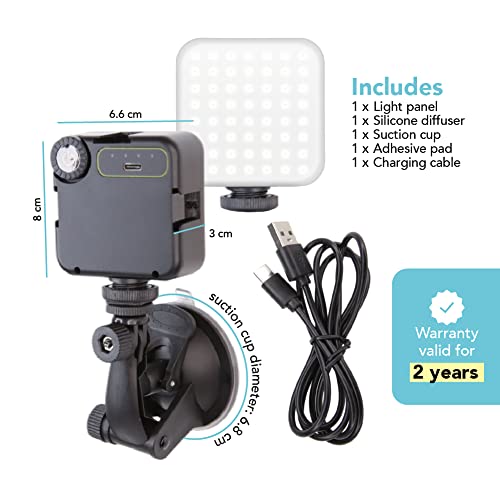 Foto&Tech Dimmable LED Laptop Lighting Kit, Rechargeable 2100mAH Light Panel with Diffuser and Strong Suction Cup, Video Camera Light for Web Conference Zoom Call Online Broadcast Live Streaming