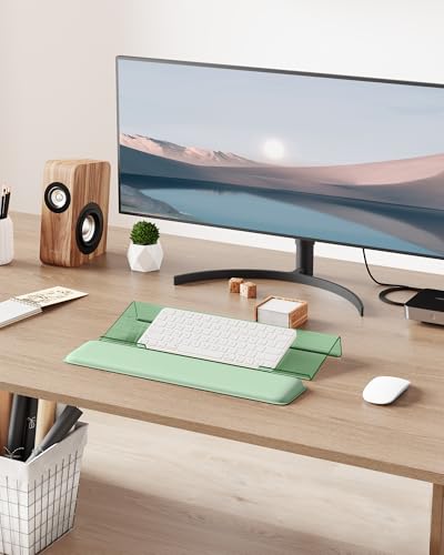 Laborio Computer Keyboard Wrist Rest Stand for Desktop, Keyboard Riser Holder with Wrist Pad for Office Desk, Home, School (Green) - color: Green