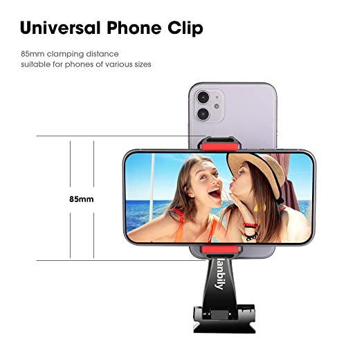 Manbily Phone Tripod Mount Adapter, 360° Rotatable Dual Cell Phone Holder Clip, Adjustable Clamp with 4 Cold Shoe, for Tripod Monopod Selfie Stick Vlog Live Streaming Video Recording