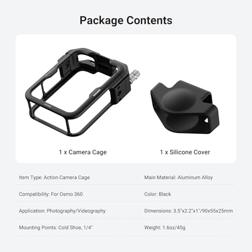 NEEWER Osmo 360 Cage Stabilizer Rig Video for Action Camera Aluminum Alloy with Protective Cover, Compatible with DJI Osmo 360 Combo Accessories and Quick Release Magnetic Ecosystem, AC048 - style: Cage w/Protective Cover