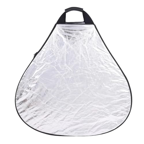 REFLEX CAMERA 2-in-1 Triangle Photography Reflector 80cm | Silver/White Reflective Surfaces | Single-Hand Grip | Portable Durable Light Reflector with Carrying Case (80cm (31.5in)) - size: 80cm (31.5in)