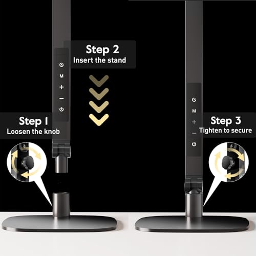 LitONES LED Desk Lamp for Home Office, Professional Eye-Caring Diffused Desk Light, 3 Color 10 Brightness Computer Light, Dimmable Office Lamp with Memory & Timer Func, Metal Swing Arm Table Lamp - color: Black