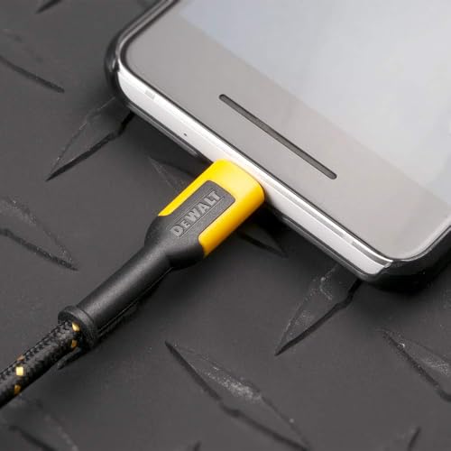 DEWALT Heavy Duty USB to Micro-USB Cable, Jobsite Micro USB Connector Cable, High Speed Charging Cord for Compatible Android Phones, Cameras, Legacy Devices, 10 ft (Black) - size: 10 Foot
