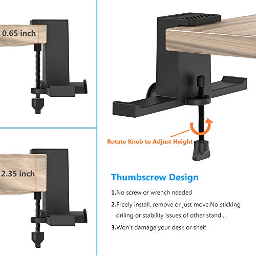 KAFRI RGB Headphone Stand Hanger with USB C Charger, Under Desk Dual Headset Holder Earphone Hook Mount Rack with 3 USB Charging Ports, PC Gaming Desk Accessories