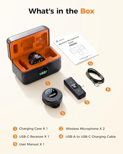 SX29 Wireless Lavalier Microphone for iPhone 17/16/15 & Android, USB-C Plug & Play Mini Mic, AI Noise Reduction, Magnetic Clip-On Lapel Mic with Battery Case for Vlogging & Video Recording - size: 2TX + USB-C RX + 1CC