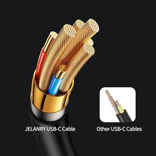 Jelanry Camera Tether Cable USB C to USB C 90° Right Angle, for Power Delivery, 5Gbps Data Transfer, Charging Between Camera & Computer+ Tethering Cable Lock Clamp for Sony Canon Nikon, 16.4 feet 5m - size: Straight+Elbow