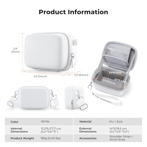K&F CONCEPT Carrying Case for Digital Camera, Hard Shell Protective Travel Case Compatible with Ricoh GR III/GR IIIX/for Sony ZV-1 RX100/ for Canon G7X Mark III/G5X Mark II (Case Only) - color: White