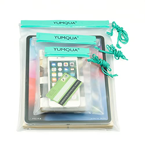 YUMQUA Clear Waterproof Bag, Waterproof Document Pouch Passport Holder Water Tight Map Case Waterproof Pouch Water Proof Small Dry Bags for Kindle Phone Tablet Camera, Kayak Boat PaddleBoard - color: Teal