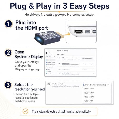 8K HDMI Dummy Plu,Virtual Display Adapter with EDID Emulator,Headless HDMI 2.1 Display for Remote Desktop,GPU Acceleration,Supports4K120Hz,2K 1080p/144Hz - color: 8K 30Hz /hdmi2.1