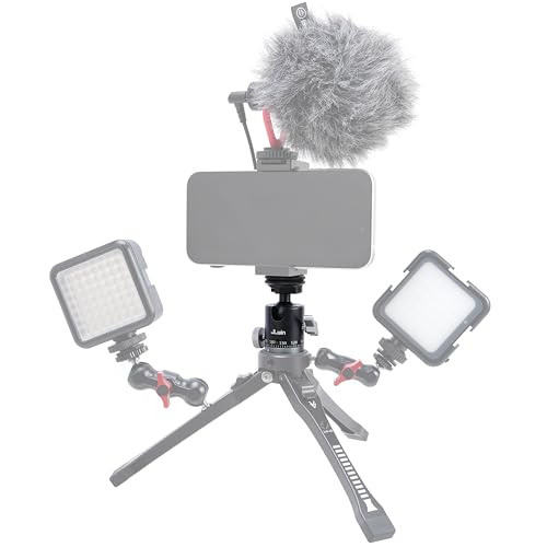 FocusFoto Dual-Purpose Panoramic Ball Head with Cold Shoe Adapter - 360° Rotation & 90° Tilt Mini Tripod Ballhead Mount, 1/4"-20 to 3/8"-16 Screw with Scale Markings for Camera/Lighting/Smartphone - style: 360° Ballhead
