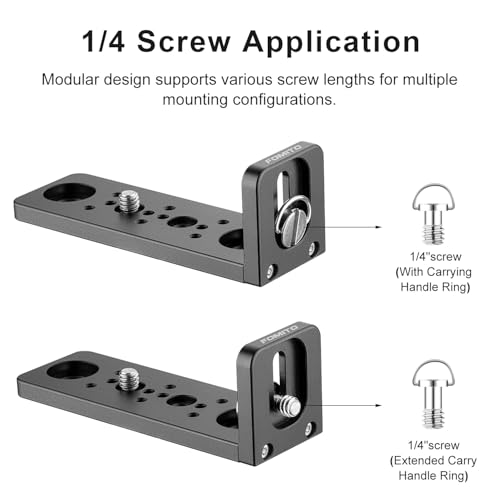 FOMITO L-Shape Camera Extension Bracket - Aluminum Alloy Rig Mount with 1/4" & 3/8" Screws for Z CAM, Wireless Transmitter, LED Light & Phone Holder | Adjustable Installation Direction L6