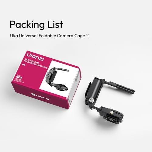 ULANZI XJ01 Uka Universal Foldable Camera Cage & Stablizer, 2-in-1 Portable Top Handle Grip & Quick Release Half Cage w NATO Rail, ARRI Loc, Cold Shoe f Mirrorless Cameras Phone Gimbal Tripod - Black