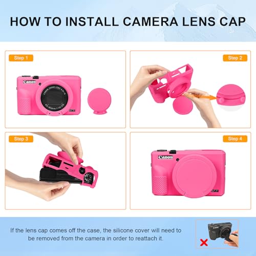 Easy Hood Case for Canon Powershot G7 X Mark III Digital Camera, Soft Silicone Protective Cover with Removable Lens Cover for Canon Powershot G7X Mark III DSLR Camera (Rose) - color: Rose