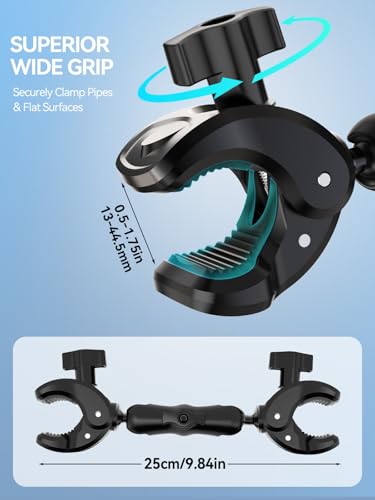 MAGJIEYX Double Clamp Mount, 360°Magic Arm for Umbrella Pole and Chair Monitor Desk Photo Studio Light Stand, Photography Reflector, Strollers, Motorcycle, Flag Holder Moun(9.84in) - size: 9.84in