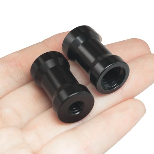 2PCS Tripod Light Stand Adapter 1/4-20 to 3/8-16 Female to Female Screw Converter for Tripods Monopods Rail Systems Light Stands Ball Head Flash Trigger Receivers Black Color