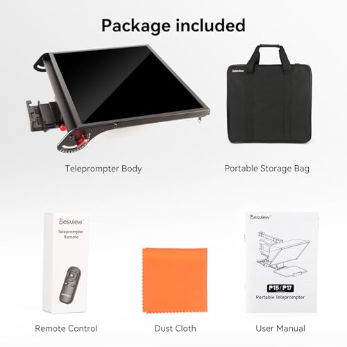 Desview P17 Portable Teleprompter for Camera Video Recording, Foldable Auto-Scrolling Prompter with Wireless Remote Sunshade & Tripod Mount Compatible with iPhone Android Tablet - size: P17 Teleprompter