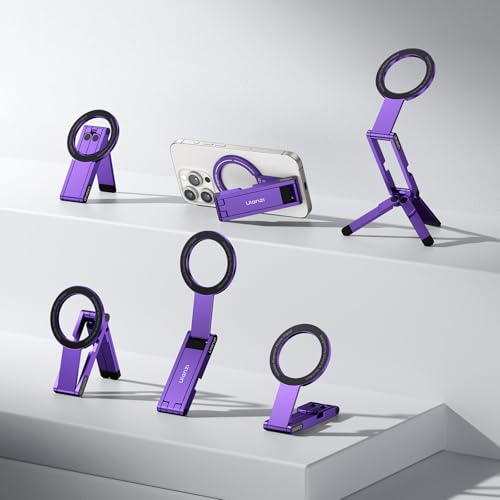 ULANZI MA60 Magnetic Phone Tripod Stand for iPhone 17 16 15 14 13 12 - Ultra Thin 0.8cm Foldable Aluminum Mini Tripod, Strong N52 Magnet Quick Mount, Pocket Cell Phone Stand, Purple - color: Purple