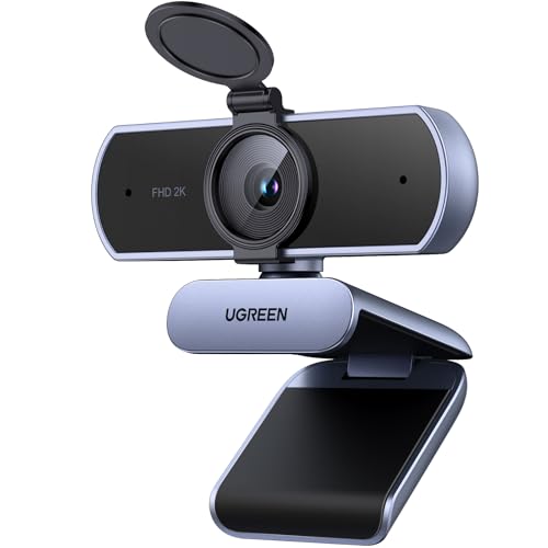 UGREEN 2K Webcam for PC Ultra HD 1080P Computer Webcam with Microphone, PC Camera with Privacy Cover, USB Web Camera for Streaming, Conference, Video Calling, Zoom, Skype, Teams, FaceTime, Grey - color: Grey
