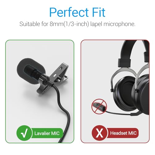 Cubilux Furry Windscreen & Foam Cover Set for Lavalier Lapel Microphone, Muff Windshield Windjammer Deadcat, Wind Muff & Dead Cat Set for Mini Clip-On Lav MIC, 5-Pack of Each - color: Foam & Furry Cover, 5-Pack of Each
