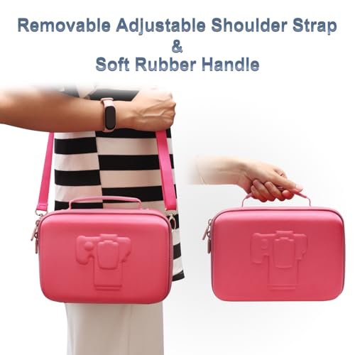 Camera Case Bag Compatible with Canon EOS Rebel T7/R50/R6 Mark II/R100/R50 V/T6/R8/R10/R5 Mark II/RP/R7/5D Mark IV/SL3/R5/T100 DSLR Camera, Len and Tripod with 4 Dividers and Shoulder Strap, Magenta - color: Magenta+Pink, size: Small