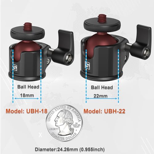 SIOTI Mini Ball Head Mount Adapter, with Hot Shoe Mont, Compatible with Monopod/Digital Card Camera/Microphone/Smart Phone/Action Camera/Flash/LCD (UM18) - color: Ultra-Mini Ball Head Combo, size: 18mm