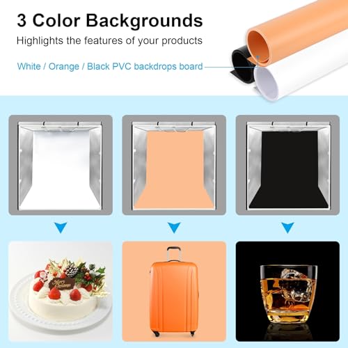 Light Box Photography, PULUZ 31'' Portable Photo Studio Light Box with 156 LED Lights &3 Color Backdrops Professional Photography Lighting Tent Kit for Big Product Photography Lightbox - color: 31.5x31.5x31.5in