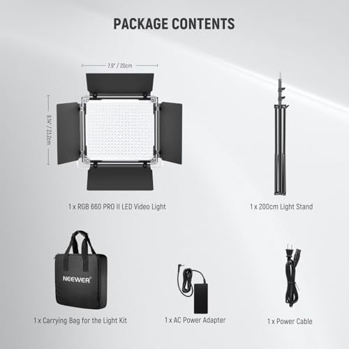 NEEWER Upgraded RGB LED Studio Video Light with Tripod Stand, App Control 50W 7000Lx CRI97+ 3200-5600K Dimmable Panel Key Lighting Kit for Game Streaming YouTube Recording Photography, RGB660 PRO II