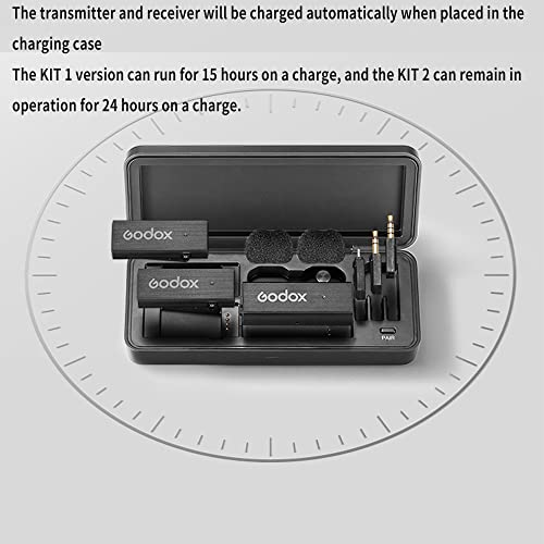 GODOX MoveLink Mini Microphone, White Kit2, Wireless Lavalier Microphone, for Photography, Vlog, Filmmaking, Speech, with 2 Transmitter 1 Receiver (Black Kit2 (Lightning)) - color: Black Kit2 (Lightning)