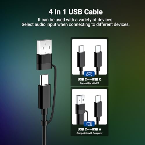 NEEWER UM02 RGB USB Microphone for Gaming Streaming Podcast, Cardioid Condenser Noise Cancellation Desk Mic for Headphone Monitoring Compatible with iPhone iPad Mac PC Android PS5/PS4 Pro/PS4