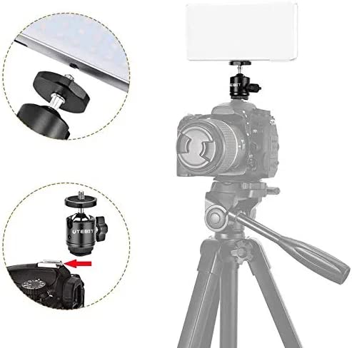 UTEBIT 2 Pack Mini Tripod Ball Head with 1/4" Camera Hot Shoe Mount, Black | 360° Vertical Pan 90° Camera Mount Adapter Photograph Attachment Accessories for Action Cameras Cam Light Microphone - size: 20mm ball head