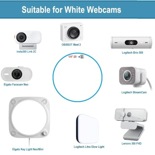 White Webcam Magnetic Stand Holder for Logitech Brio 100, Brio 300,Brio 500,C270,C310 webcams