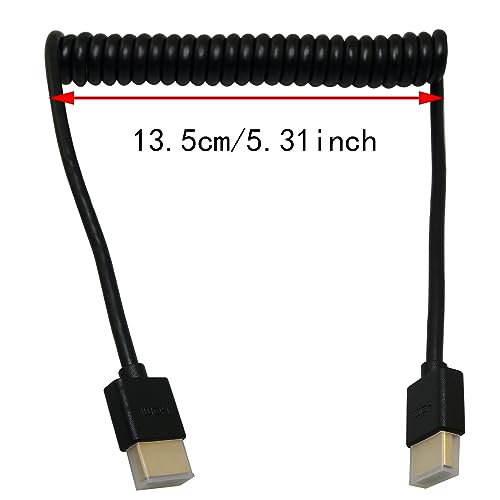 HDMI to HDMI Coiled Cable HDMI to HDMI Adapter Coiled Cable, 4.5mm/0.17inch OD 1.5m Length 4K Coiled Cable, HDMI Extender Cable, Coiled HDMI Extension Cable Cord