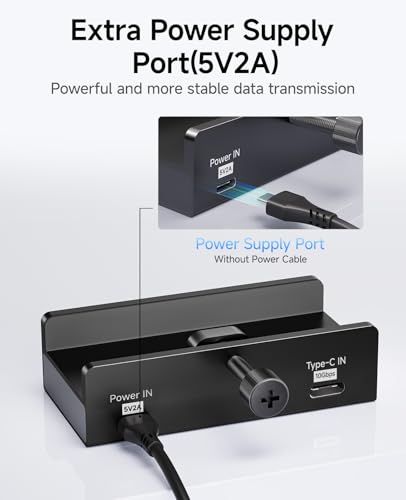 USB Hub 3.1, 10Gbps Clamp USB Hub with 2 USB-A Data Ports, 2 USB-C Port with Extra Power Supply Port (Black) - color: Black