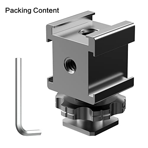 Triple Cold Shoe Mount Adapter, Cold Shoe Adapter Extension Bracket,Cold Shoe Mount Adapter with 1/4"-20 & 3/8"-16 Threads, Hot Shoe Mount for Camera DSLR Mirrorless Camcorder Mic LED Light Monitor